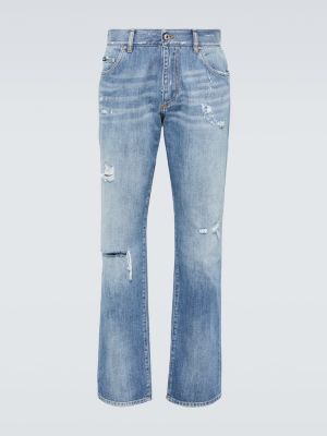 Straight fit džíny s oděrkami Dolce&gabbana modré