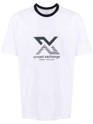 Trykt bomull t-skjorte Armani Exchange hvit