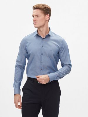 Slim fit priliehavá košeľa Calvin Klein modrá