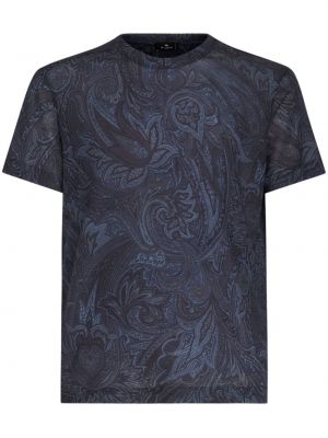 T-krekls ar apdruku ar lāsīšu rakstu Etro zils
