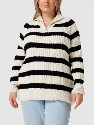 Dzianinowy sweter w paski Only Carmakoma biały