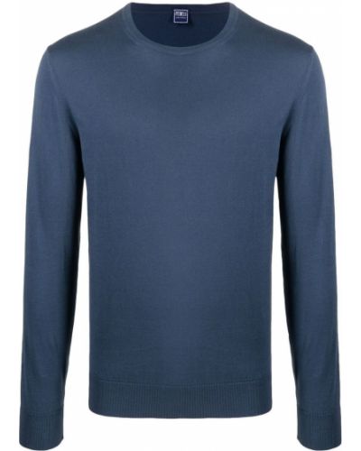 Jersey de tela jersey de cuello redondo Fedeli azul