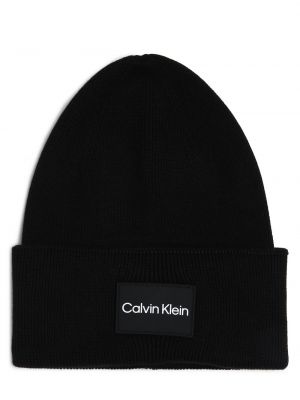 Czarna dzianinowa czapka bawełniana Calvin Klein