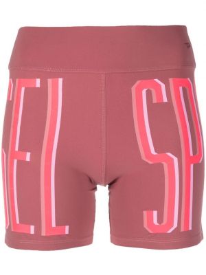 Shorts di jeans con stampa Diesel rosa