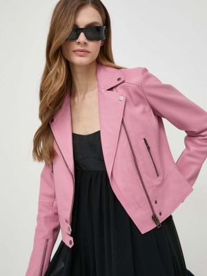 Рожева шкіряна куртка Pinko