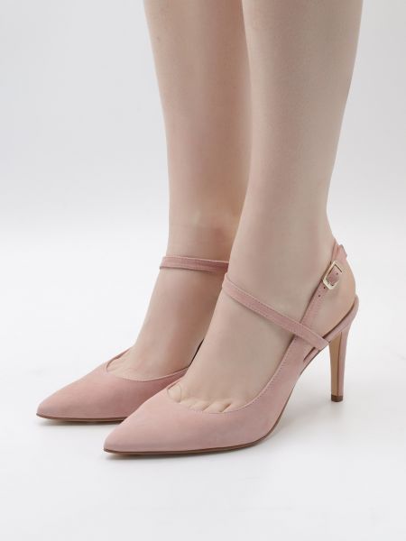 Полуотворени обувки с ток с отворена пета Faina розово