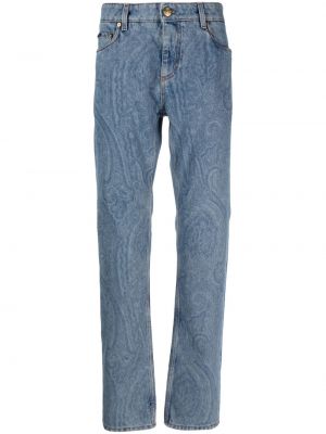 Straight fit džíny s potiskem s paisley potiskem Etro modré