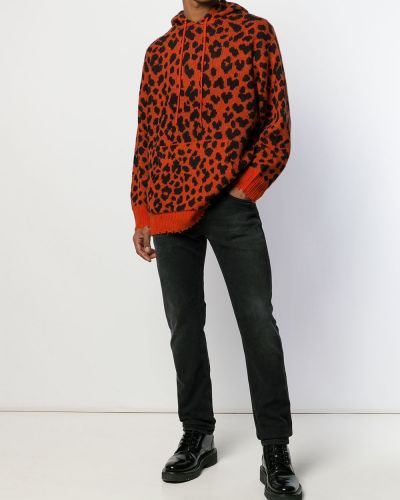 Sudadera con capucha leopardo R13 naranja