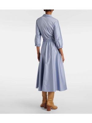 Plisované bavlnené midi šaty Max Mara modrá