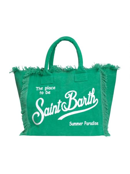 Shopperka z frędzli elegancka Mc2 Saint Barth zielona