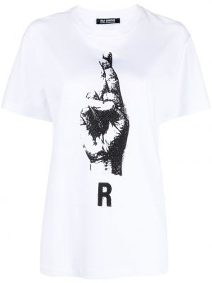 Koszulka bawełniana z nadrukiem Raf Simons biała