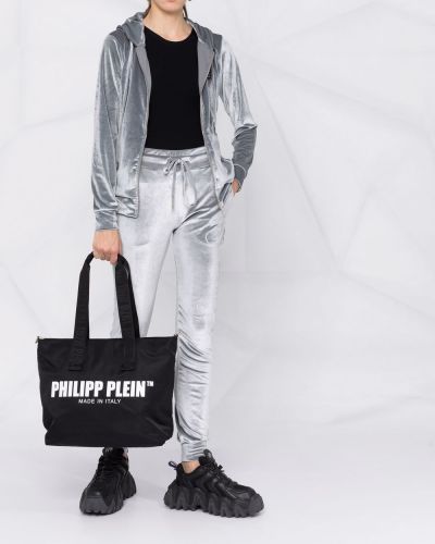 Shopper handtasche aus baumwoll mit print Philipp Plein schwarz