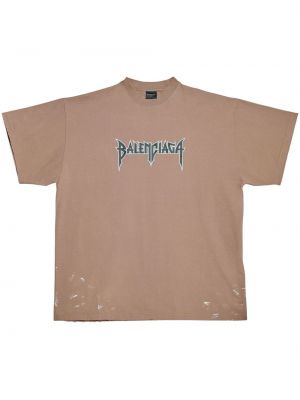 T-shirt à imprimé Balenciaga marron