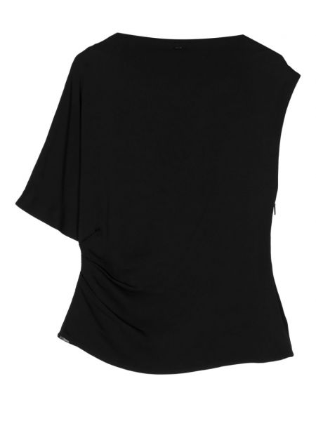 Bluzka asymetryczna drapowana z krepy Calvin Klein czarna