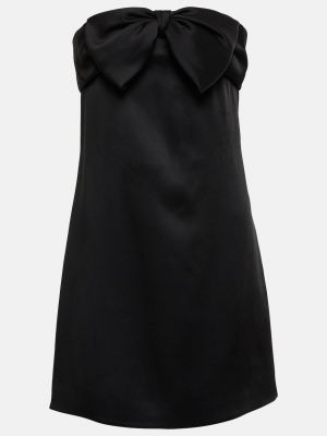 Атласное платье мини Saint Laurent черное