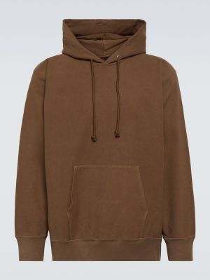 Pamučna hoodie s kapuljačom oversized Auralee smeđa