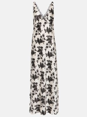 Svilena maksi haljina s cvjetnim printom Veronica Beard crna
