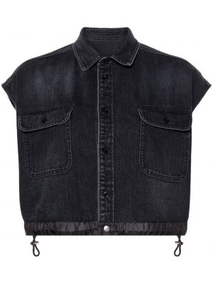 Αμάνικο πουκάμισο τζιν Sacai μαύρο