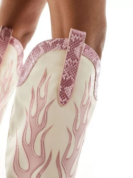 Ботинки на каблуке с принтом со змеиным принтом Public Desire розовые