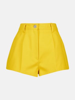 Pantaloni scurți cu talie înaltă din bumbac Prada galben