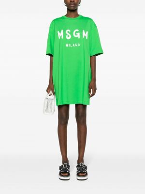 Bavlněné šaty s potiskem Msgm zelené