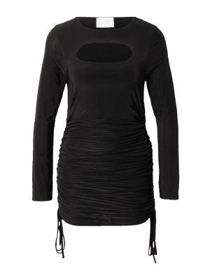 Jednofarebné priliehavé mini šaty s dlhými rukávmi Sisters Point - čierna