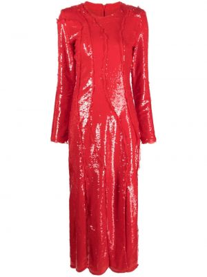 Čipkované večerné šaty Ganni červená