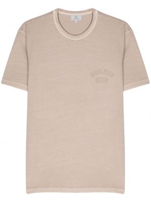 Kokvilnas t-krekls ar apdruku Woolrich bēšs