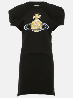 Памучна рокля с принт от джърси Vivienne Westwood черно