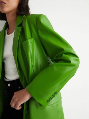 Кожаный пиджак из искусственной кожи Warehouse зеленый