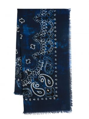 Вълнен шал с принт с tie-dye ефект Destin синьо