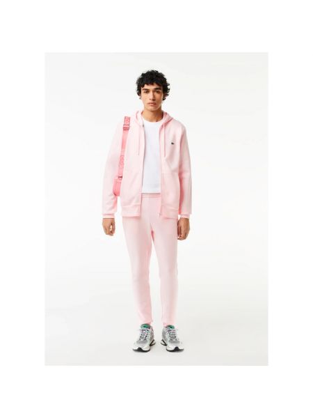 Pantalones de chándal con bordado Lacoste rosa