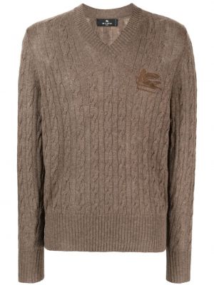 Kašmyro siuvinėtas megztinis Etro ruda