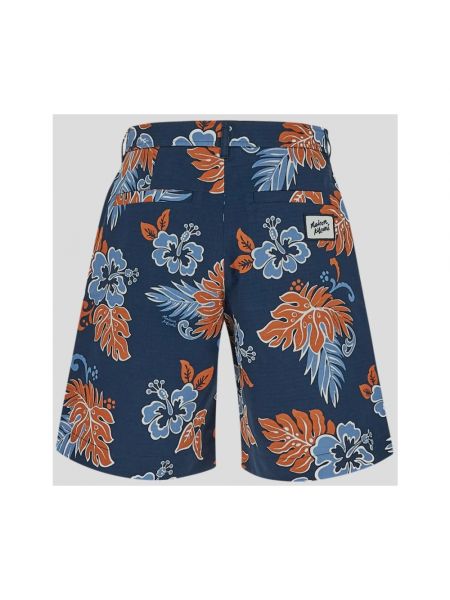 Pantalones cortos de algodón de flores Maison Kitsuné azul