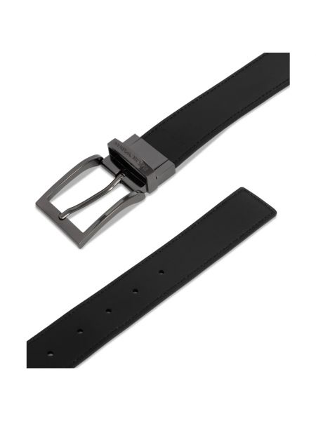 Cinturón de cuero con hebilla de cuero Emporio Armani negro