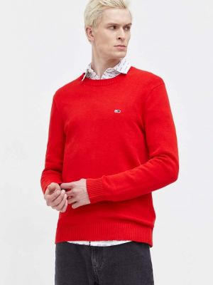 Sweter bawełniany Tommy Jeans czerwony