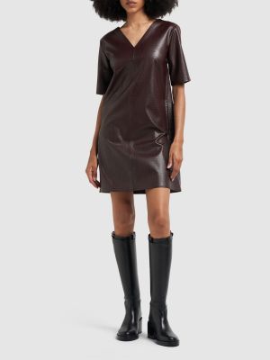 Kožené mini šaty z ekologickej kože Max Mara čierna