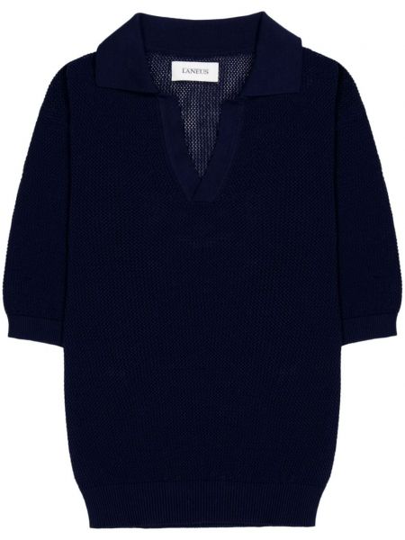 Polo en coton en tricot Laneus bleu
