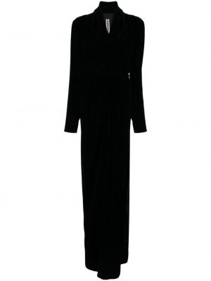 Velurové dlouhé šaty Rick Owens černé