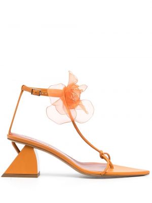 Кожени сандали на цветя Nensi Dojaka оранжево