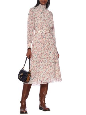 Svilena midi haljina s cvjetnim printom Chloé