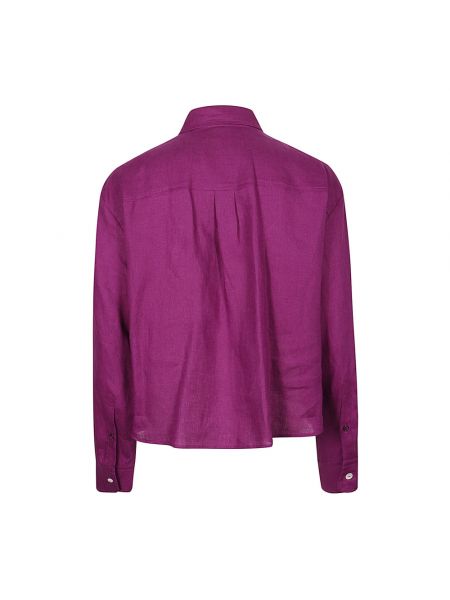 Camisa de lino con bolsillos Max Mara Weekend violeta