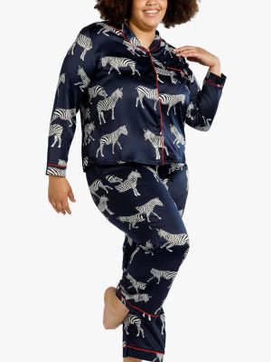 Атласная пижама с принтом с принтом зебра Chelsea Peers синяя