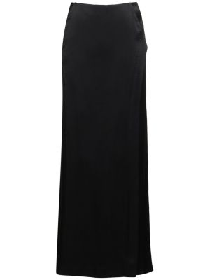 Saténová dlhá sukňa s vysokým pásom Alberta Ferretti čierna
