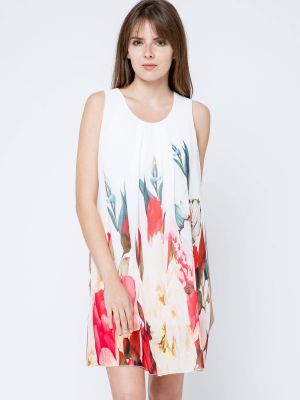 Sukienka szyfonowa w kwiatki z nadrukiem Euphory biała