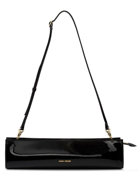 Lakovaná kožená kabelka Manu Atelier černá