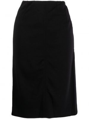 Vlněné midi sukně s vysokým pasem Fendi Pre-owned - černá