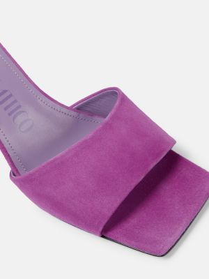 Papuci tip mules din piele de căprioară The Attico violet