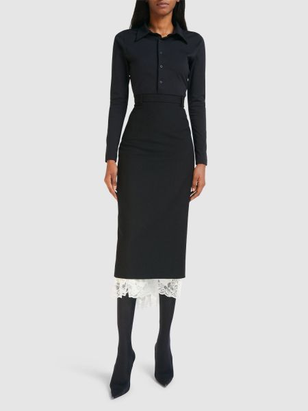 Falda de lana Balenciaga negro