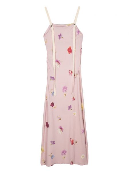 Sukienka długa w kwiatki z nadrukiem Bimba Y Lola różowa